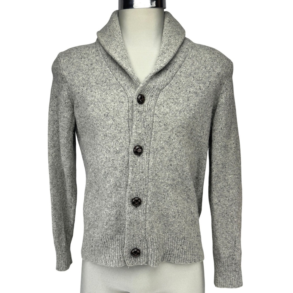 TOMMY HILFIGER Mens Gray Lambswool Blend Shawl Collar Cardigan Sweater S/M
